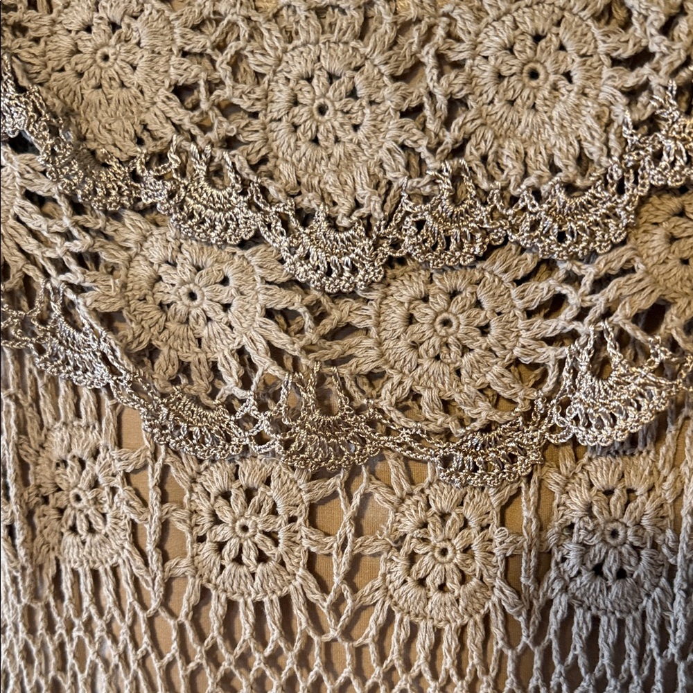 Boston Proper Crochet Off-Shoulder Dress in Taupe - Picture 4 of 4